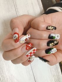 		ジェル。お正月ネイル。