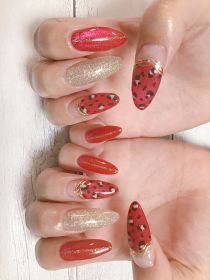 		ジェル。赤ヒョウ柄。